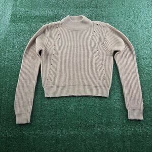 Wet seal tan‎ knit turtle neck cropped crew neck sweater